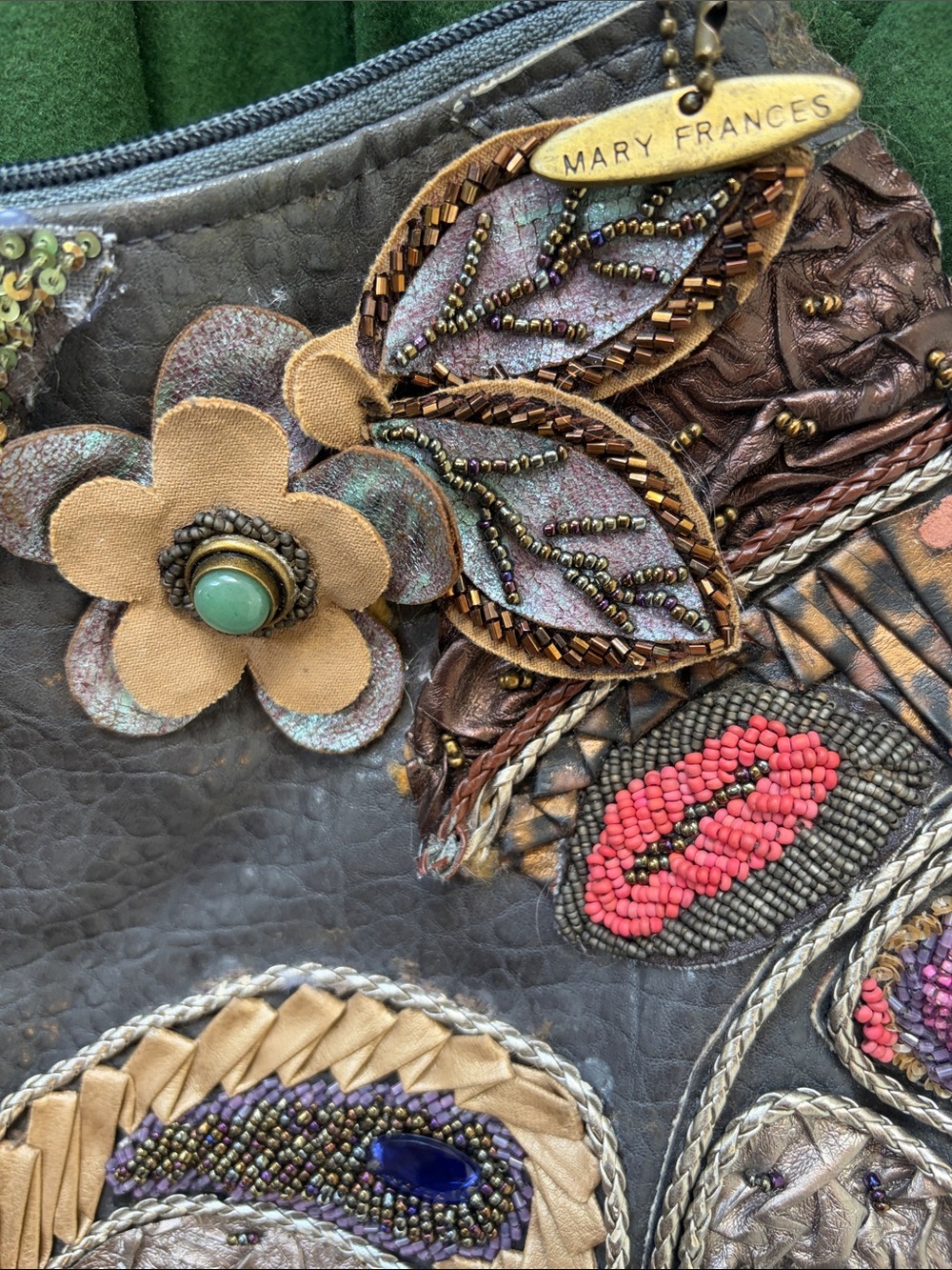 Mary Frances Gray Multicolor Beaded Floral Appliqué Shoulder Bag - Picture 2 of 16